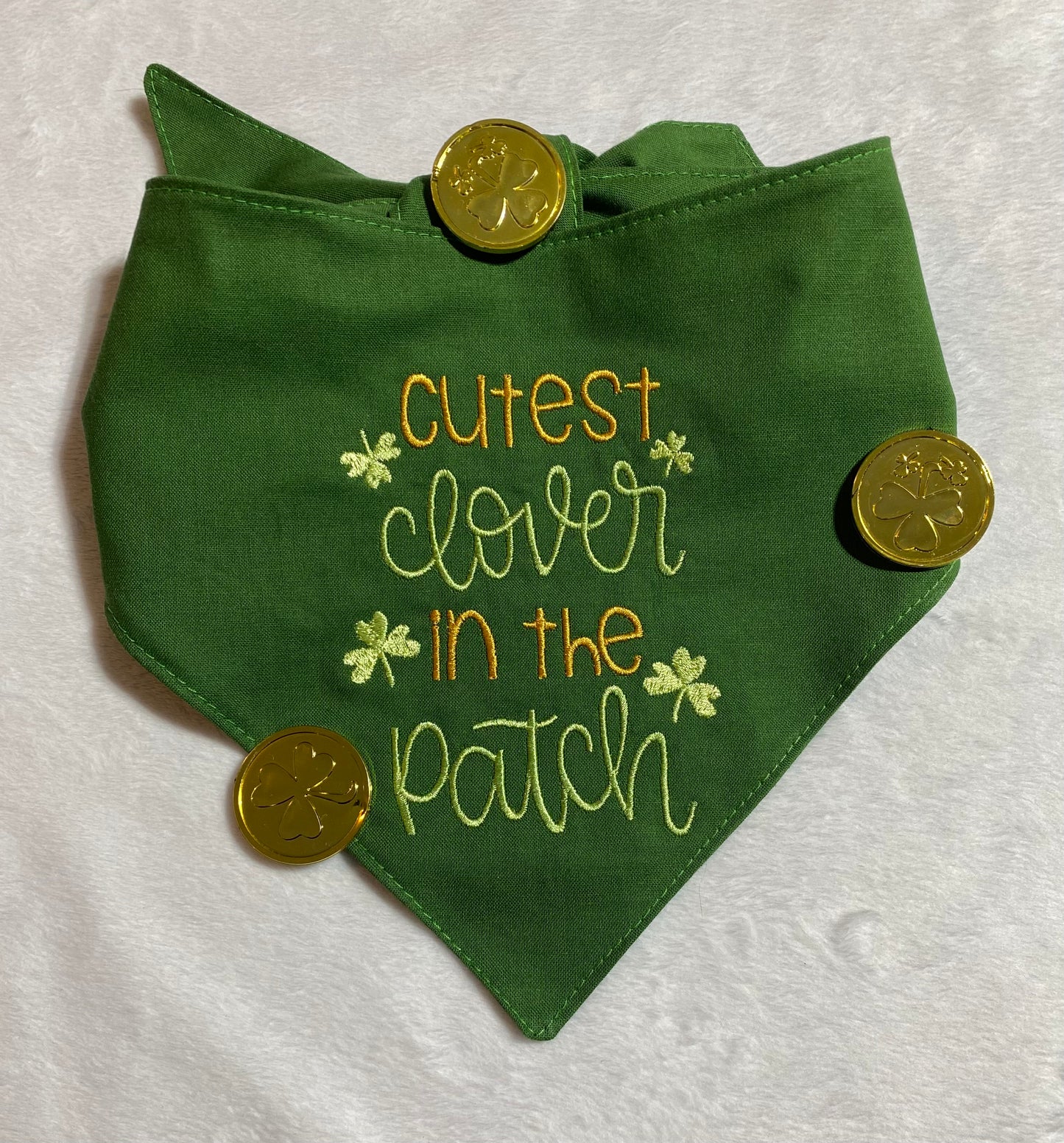 St. Patrick's Day cutest clover in the patch dog bandana, tie view